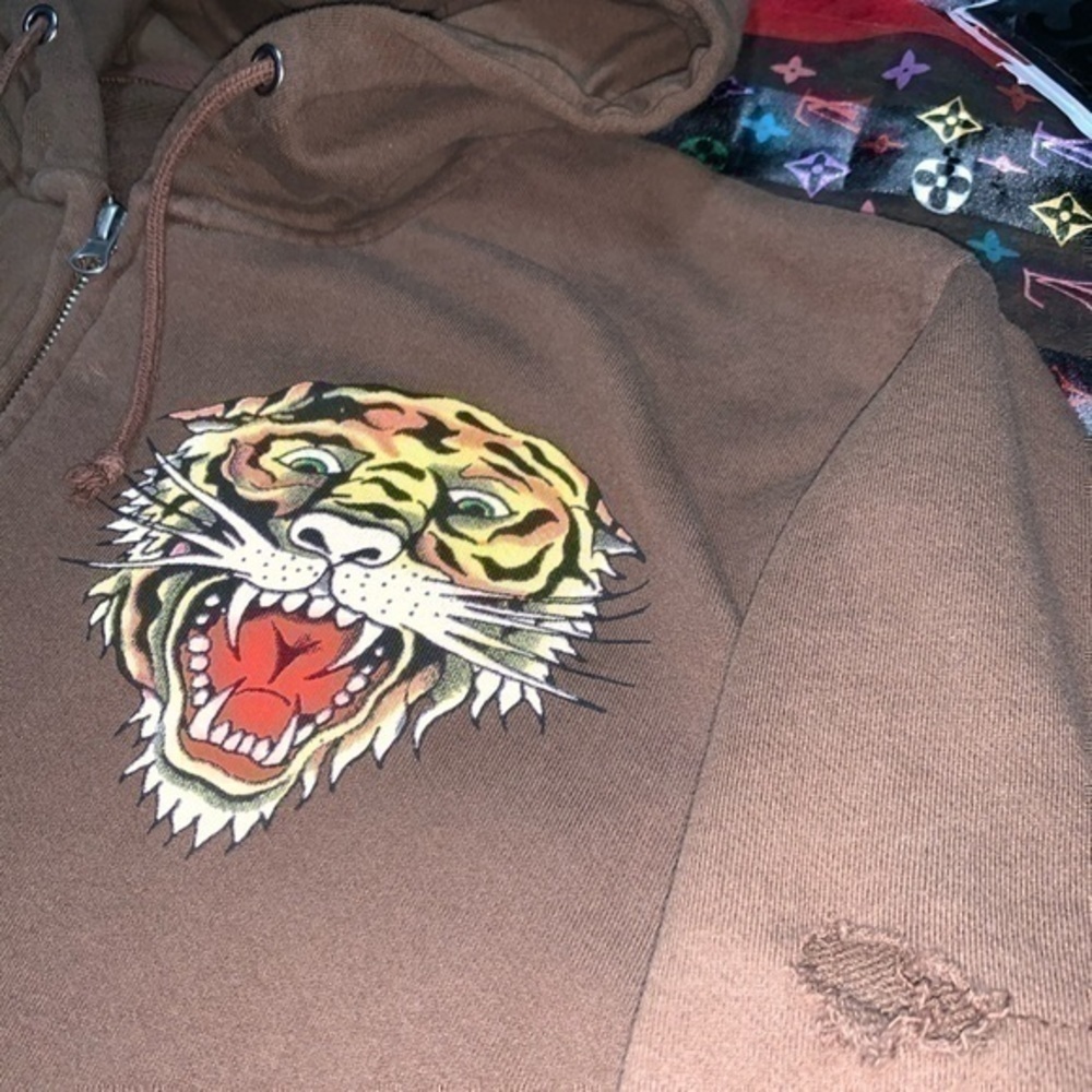 ON HOLD - DON ED HARDY CHRISTIAN AUDIGIER Tiger Hoodie Terrycloth Zip Up - Picture 8 of 9